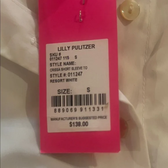 Lilly Pulitzer White Puff Sleeve Short Sleeve Peplum Top - Picture 2 of 3